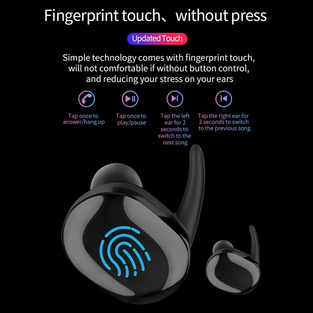 KEBIDU Bluetooth Earphones 5.0 TWS Wireless Headset Stereo Earbuds with charging box Handsfree For Sports Phones | Электроника