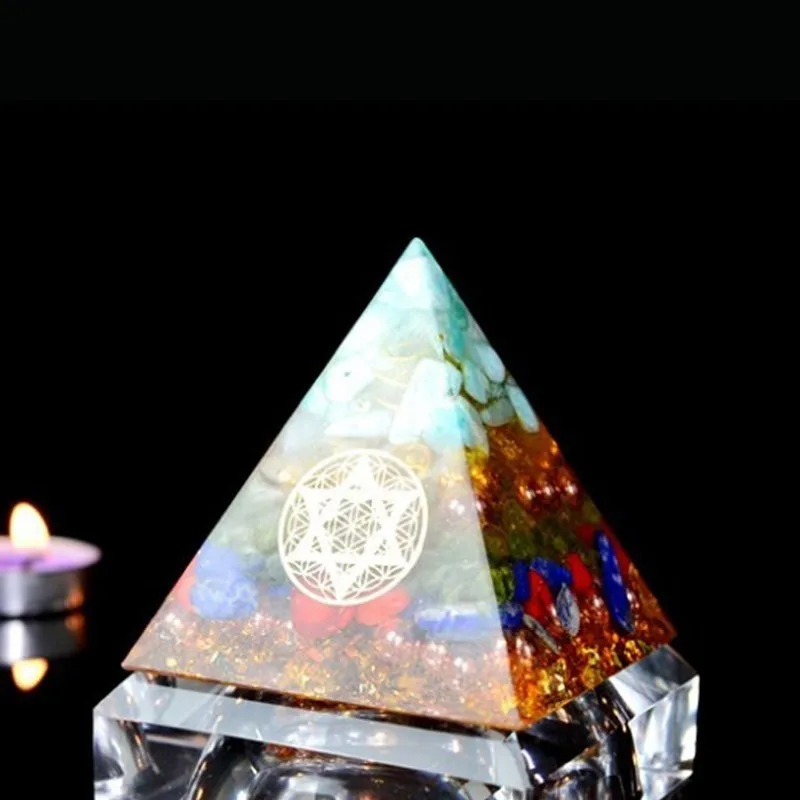 Пирамида AURA REIKI Orgonite Energy Aogan РУНИЧЕСКАЯ натуральная чакра СПАР пирамида для