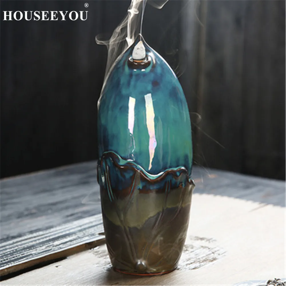 20 шт. благовония шишки + зеленая глазурь Будды керамический обратный поток