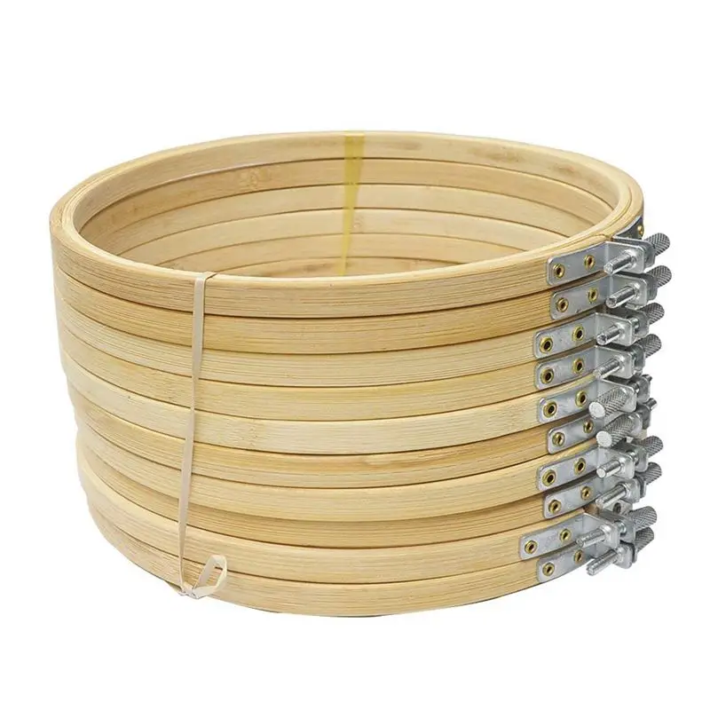 

ABGC 10 шт. 6,7 дюймов 17 см круглый деревянный набор обручей для вышивки оптом Регулируемый бамбуковый круг для вышивки крестиком