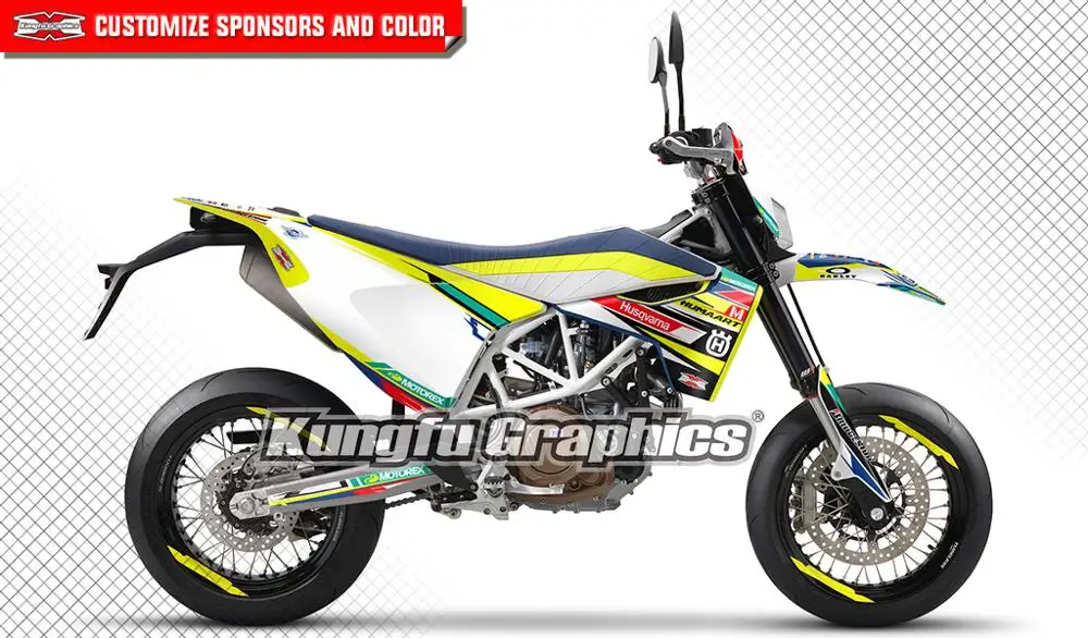 KUNGFU графика пользовательские деко MX наклейки виниловый набор для Husqvarna 701 SM Supermoto