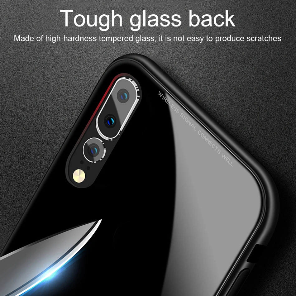 Magnetic Adsorption Case for Huawei P20 Pro Lite Luxury Magnet Tempered Glass Mate 20 lite Nova 3 |