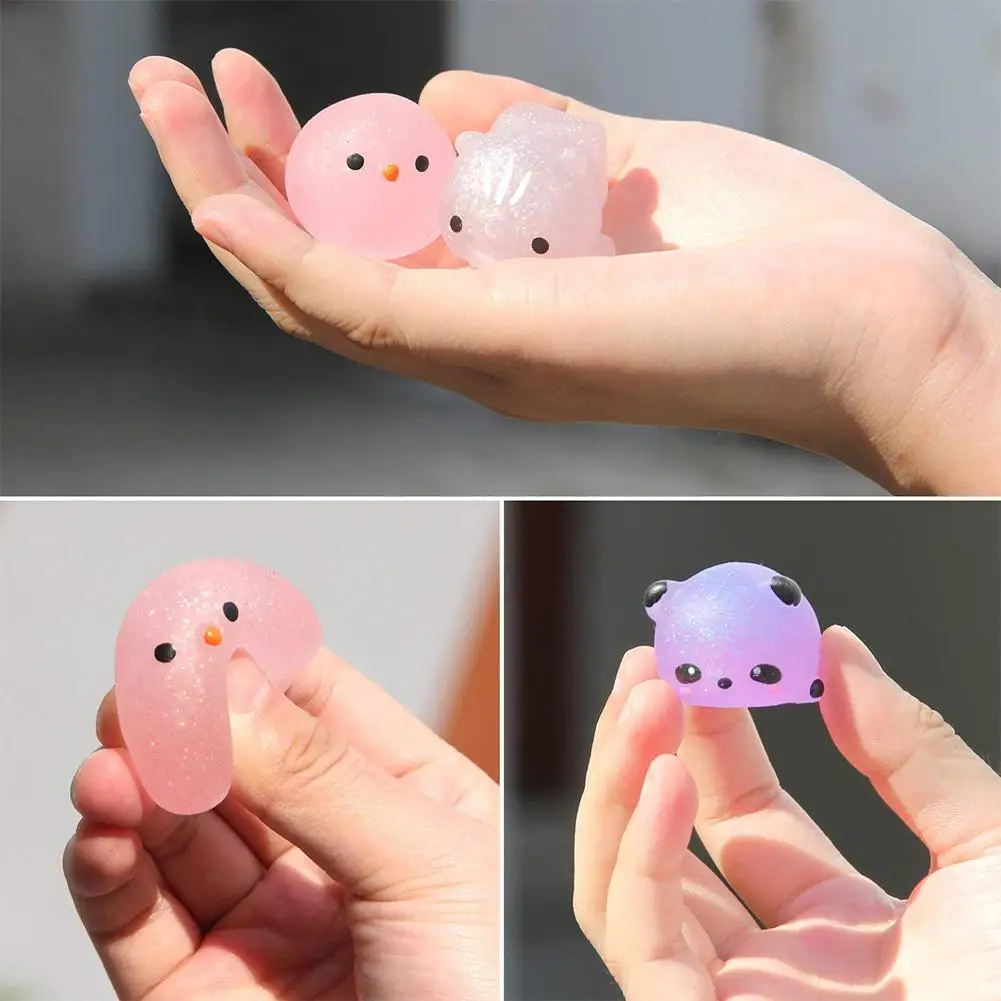 Сжимаемые игрушки Mochi блестящие мини-игрушки в форме животных сжимаемые для