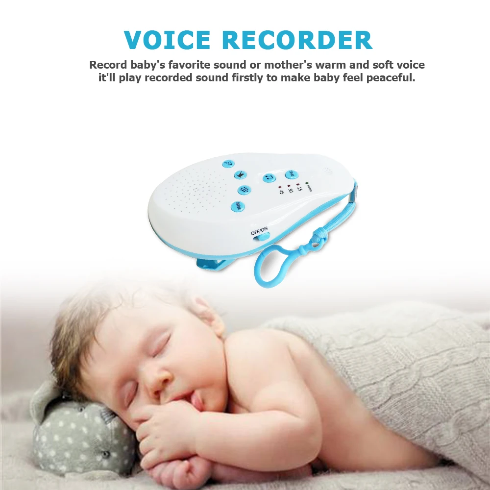 

Baby Sleep Soothers Sound Machine White Noise Portable Record Voice Sensor Sleep Soother relaxation For Home Office Travel Blue