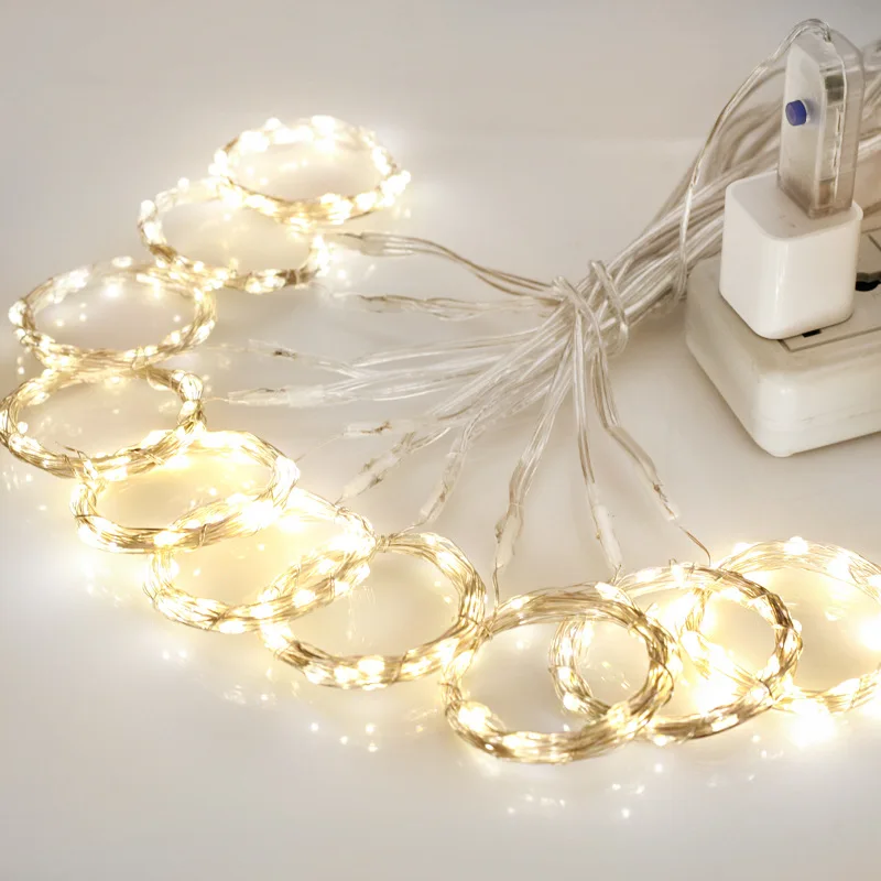 Dikale LED star lights girl heart room decoration decorative copper wire string USB remote control curtain | Лампы и освещение