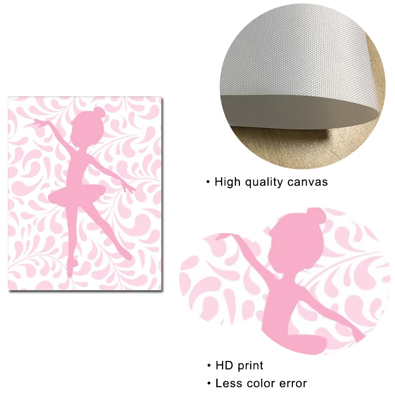 Baby Girl Nursery Ballerina Art Print Cartoon Canvas Painting Nordic Poster Wall Pictures Kids Room Decor Living Decoration | Дом и сад
