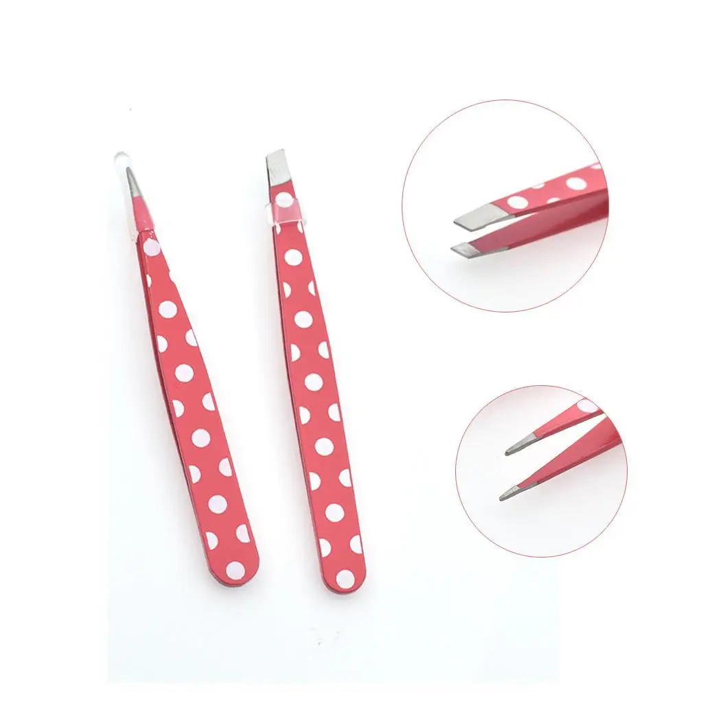 2 шт. пинцет для бровей из нержавеющей стали косые прямые точки повседневный