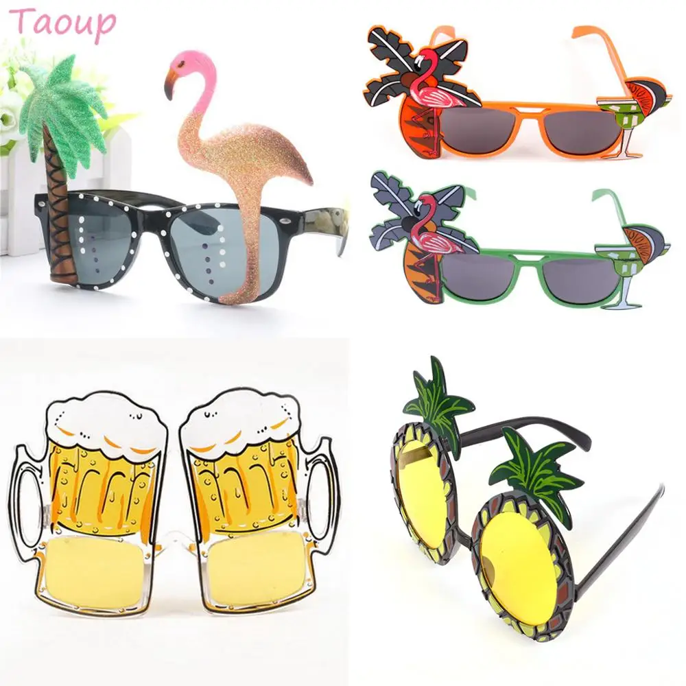 

Taoup 1pc Plastic Pineapple Palm Tree Pink Flamingo Glasses Summer Tropical Party Supplies Hawaiian Party Decor Favors Wedding