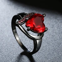 heart zircon engagement metal knuckle redpurple cubic zirconia wedding rings for women black gold filled birthstone ring