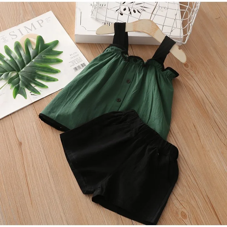 

2-10 Years Girl Baby Clothing Sets Summer 2019 Fashion Sleeveless Top Shorts 2pcs Toddler Girls Clothes Tracksuit Kids Clothing