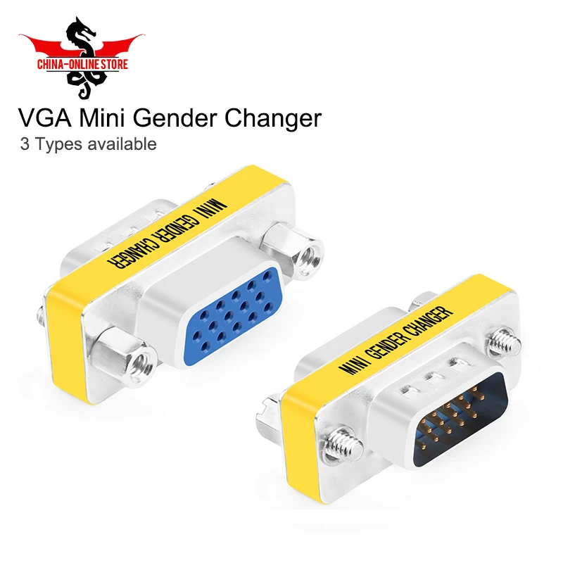 D Sub15 VGA HD15 Pin Пол смены Удлинительный кабель Мини конвертер Aux адаптер разъем