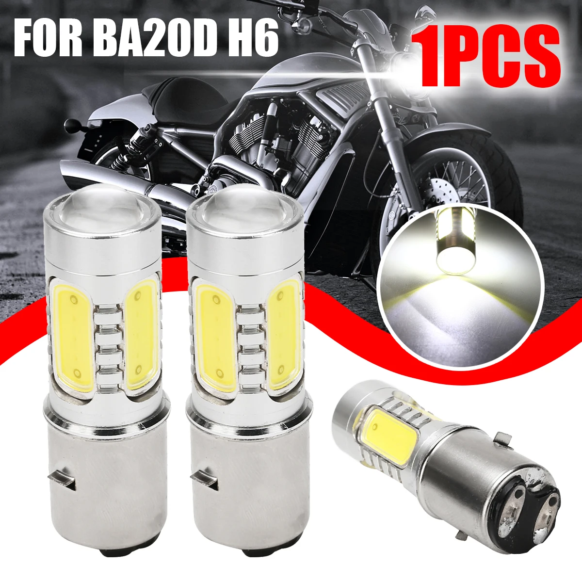 Универсальный 1 шт. белая мотоцикл H6 головной светильник DC12V 7 5 W BA20D 4 COB