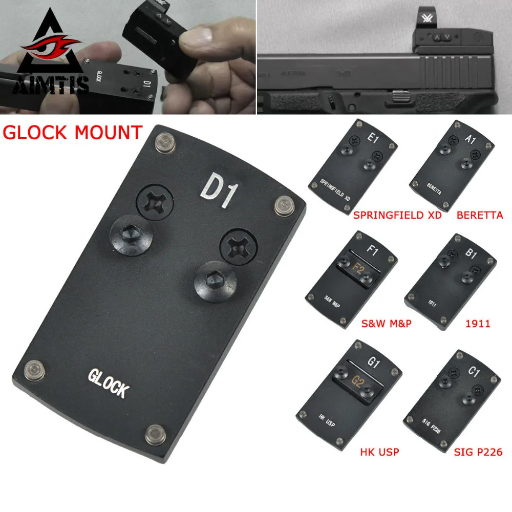 

Optics Beretta 92 Glock 17 19 22 1911 Pistol Reflex Sight Mount Adapter Plate for Sightmark Burris Micro Red Dot Scope