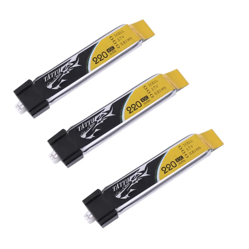 Аккумуляторная батарея Tattu 3 7 V 220mAh 45C 1S1P Lipo с JST-PHR 2 0 разъемом для FPV PRO micro quadcopters Drone |
