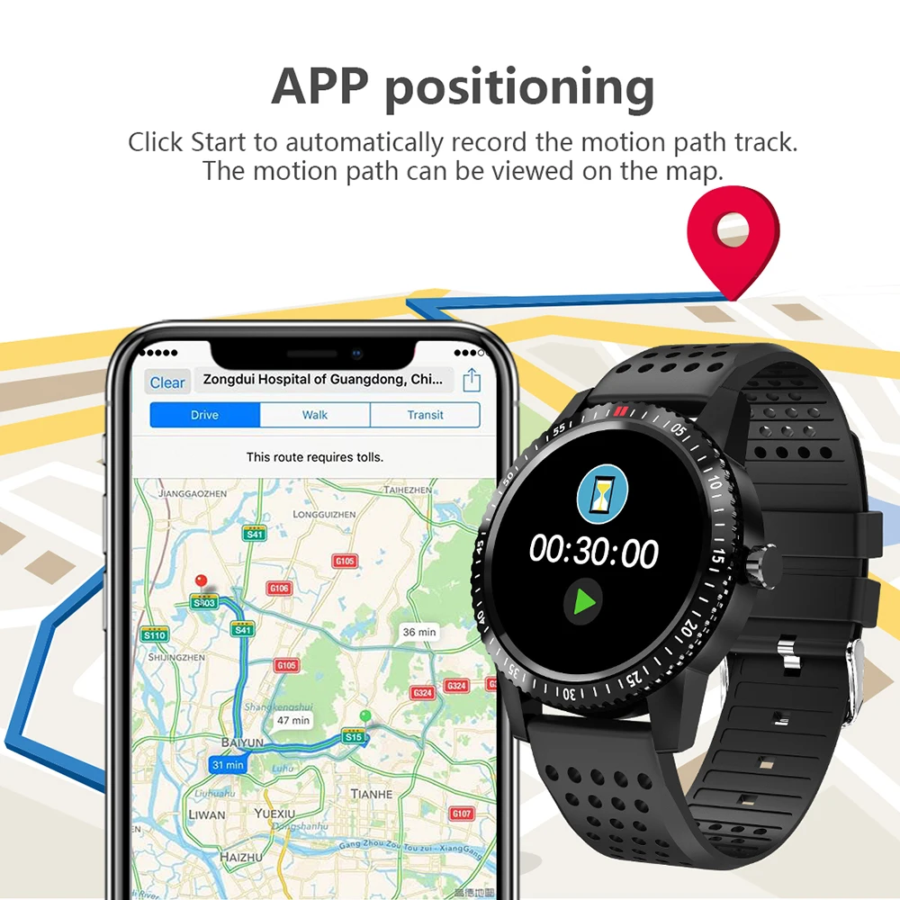 T1 Смарт часы IP67 Водонепроницаемый Sleep Heart Rate Monitor Цвет Экран Носимых устройств 30