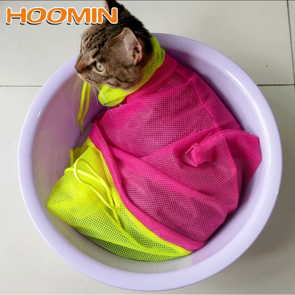 Сумка для мытья кошек HOOMIN сетчатый мешок ухода за кошками с защитой от царапин