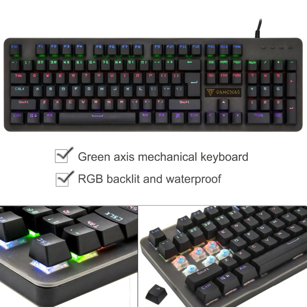 

Vococal USB Wired LED Backlit Waterproof 104 Key Mechanical Gaming Gamer Keyboard for Computer PC Overwatch Lol Dota Csgo