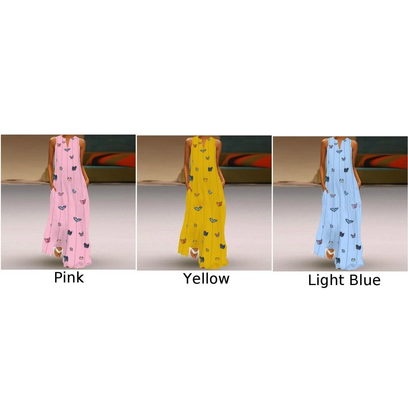 2019 женское платье макси без рукавов с цветочным принтом и карманами элегантное