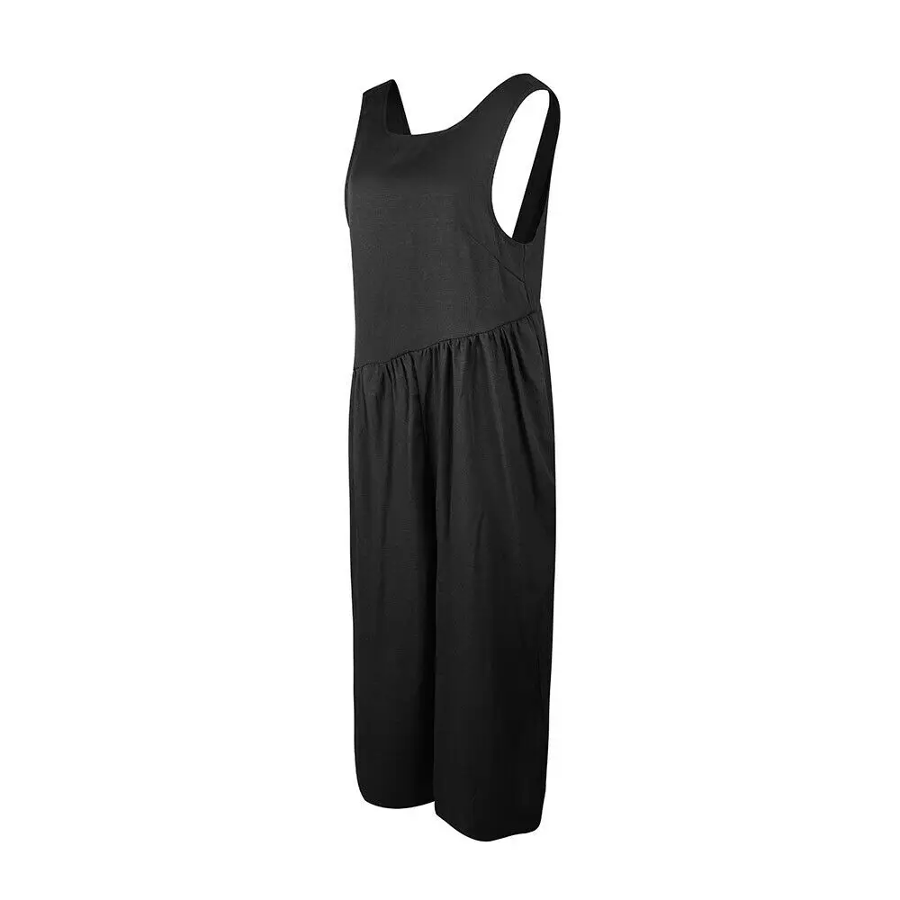 

2019 Women Fashion Sleeveless Jumpsuit Romper Casual Backless Loose Clothes Wide Leg Pant Ladies Summer Playsuit S-XL
