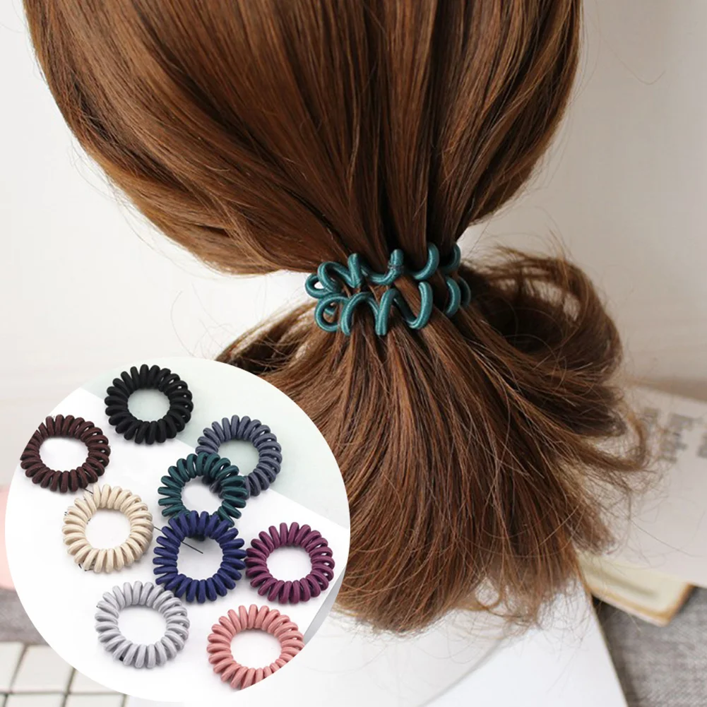 

1PC Elastic Telephone Wire Hair Bands Women Spring Coil Hair Ties No Crease Spiral Hair Rope Ponytail Holder Hair Accessories