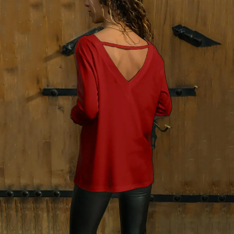 2019 Spring Korean Lace Tees Long Sleeve Summer V-neck Sexy Women's Solid Color Tops Fashion Female Pulovers Cotton T-shirt Lady Женская