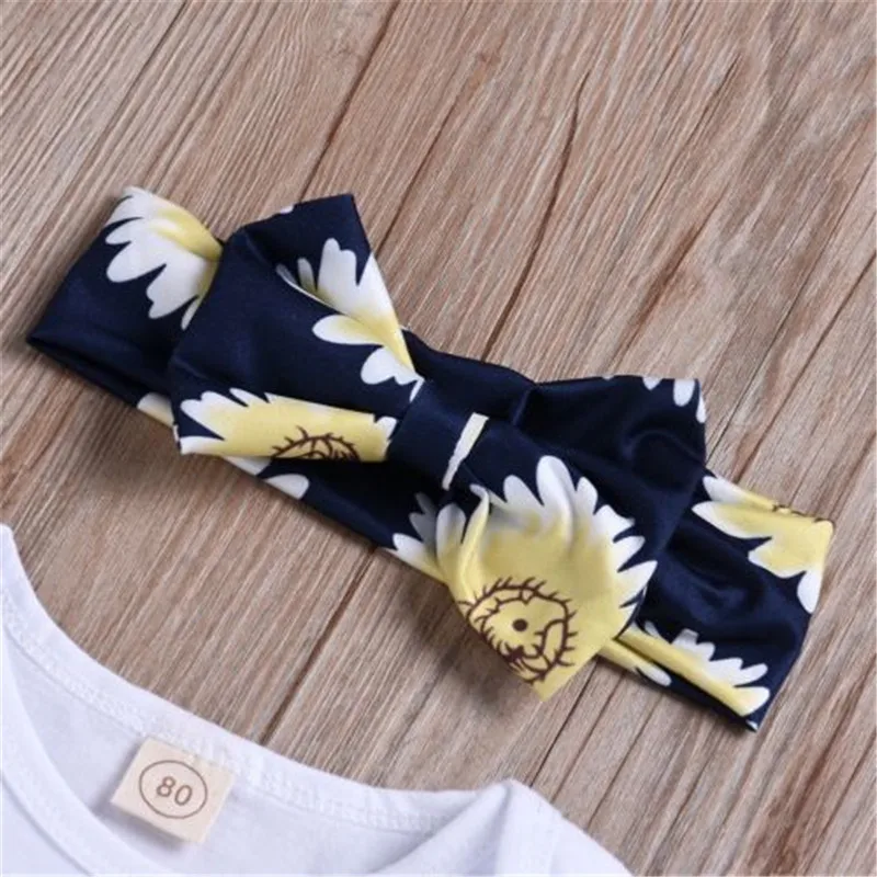 PUDCOCO Newest Toddler Baby Girl Boy Floral Bodysuit Tops +Long Pants+Headband Casual Outfits kids Clothes Set 0-24M | Детская одежда и