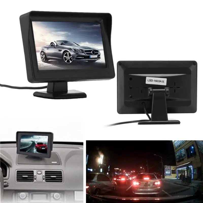 4.3&quot Digital Car Rear View Rearview Camera with Monitor TFT LCD Automobiles Night Vision Reverse Back up Cam DC 12V-24V | Автомобили и