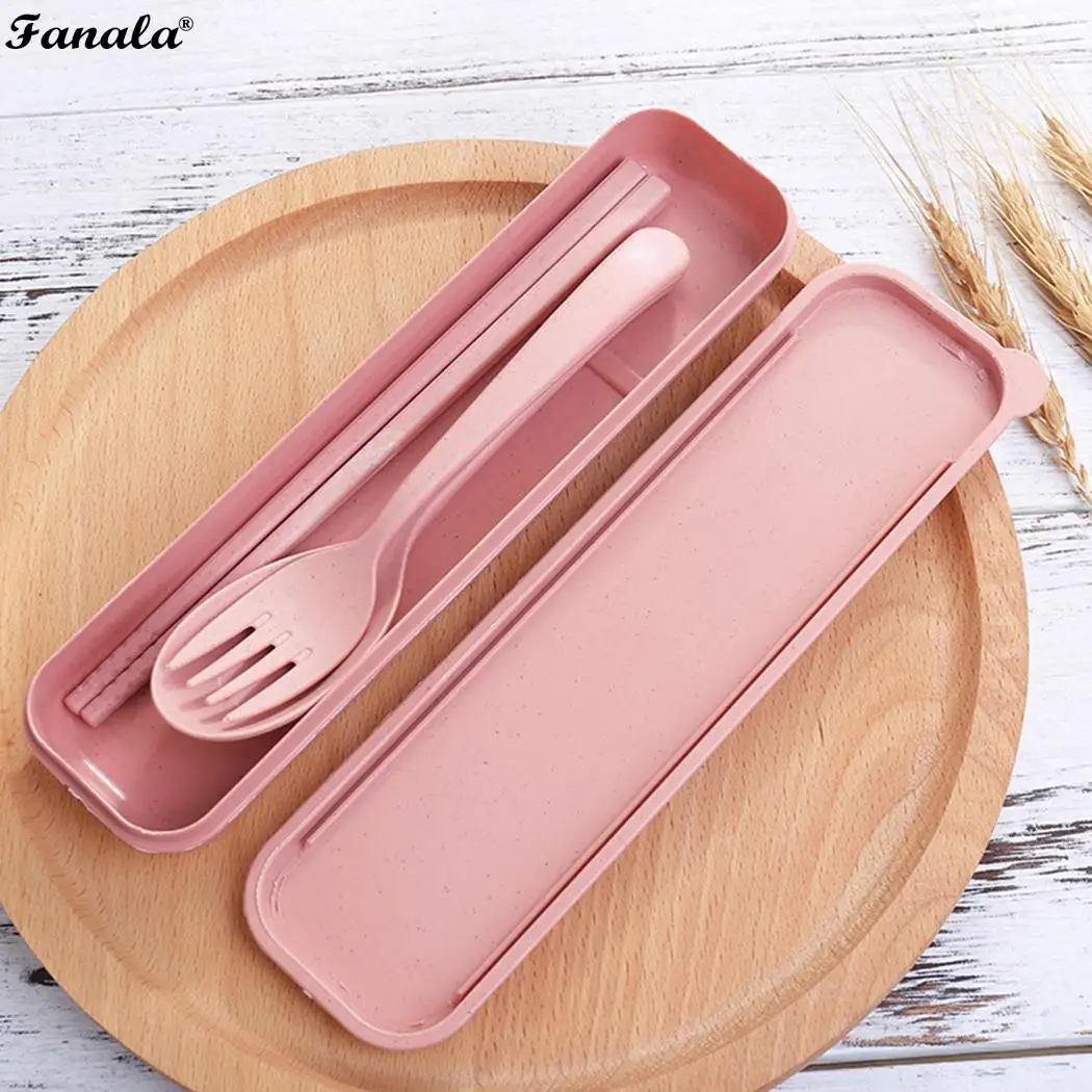 Wheat Straw Dinnerware Chopsticks Fork Spoon of Set(3Pcs) Restaurant Home etc Tableware Set for Camping Picnic | Дом и сад