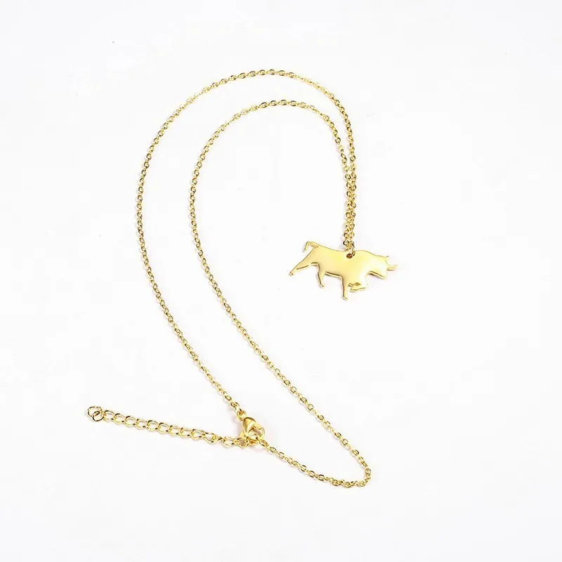 Stainless Steel Cow Necklace Cattle Jewelry Pet Faith Necklaces Farm Animal Pendant Bullfighter Lover Gift For Women Men | Украшения и