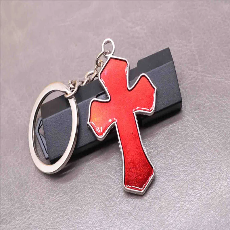 Католический новый двусторонний цветной крест на брелке из сплава религиозного универсального автомобильного украшения с изображением Иисуса.
