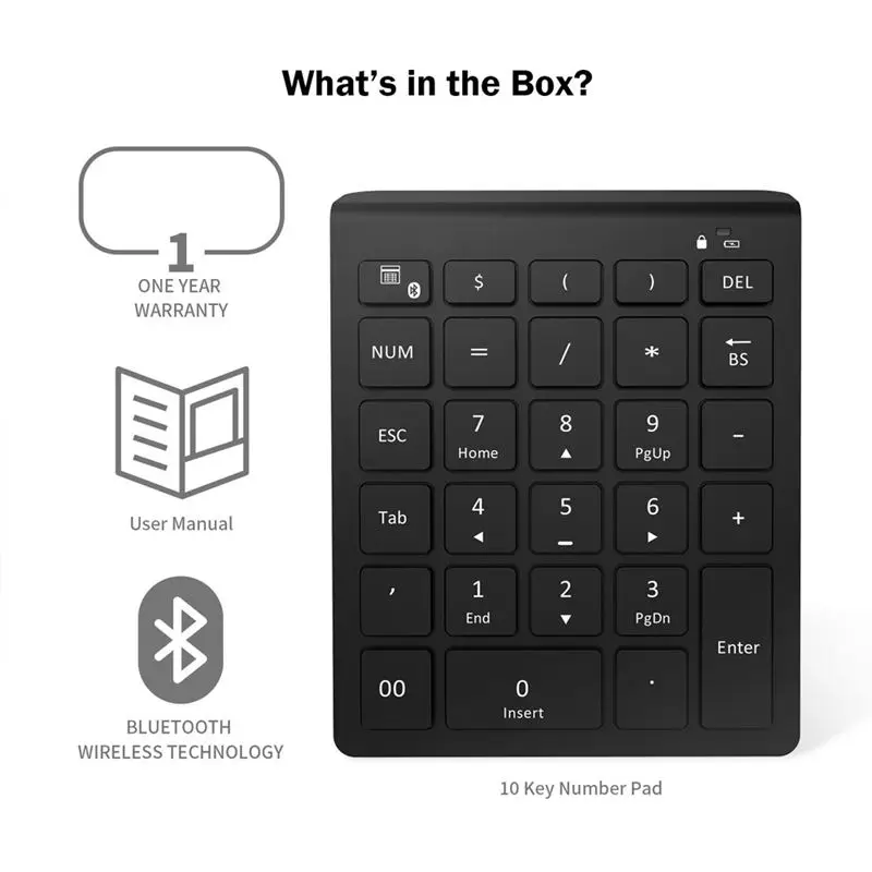AAAJ Ультра тонкий 28 клавиш Bluetooth цифровая клавиатура номер Pad с ножничным