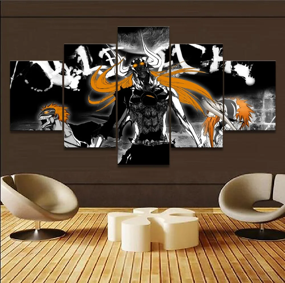 Картины на холсте домашний декор HD печать 5 шт. Ichigo Kurosaki аниме отбеливающие