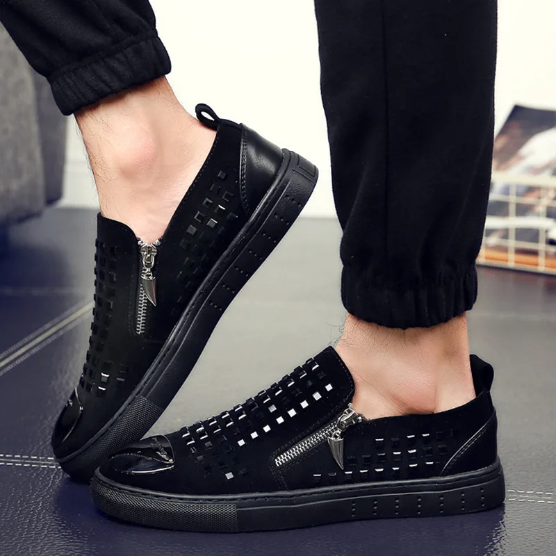 Designer Brand Casual Shoes 2019 New Men Slip on Loafers Metal Sign Fashion Patent Leather Flats for | Обувь