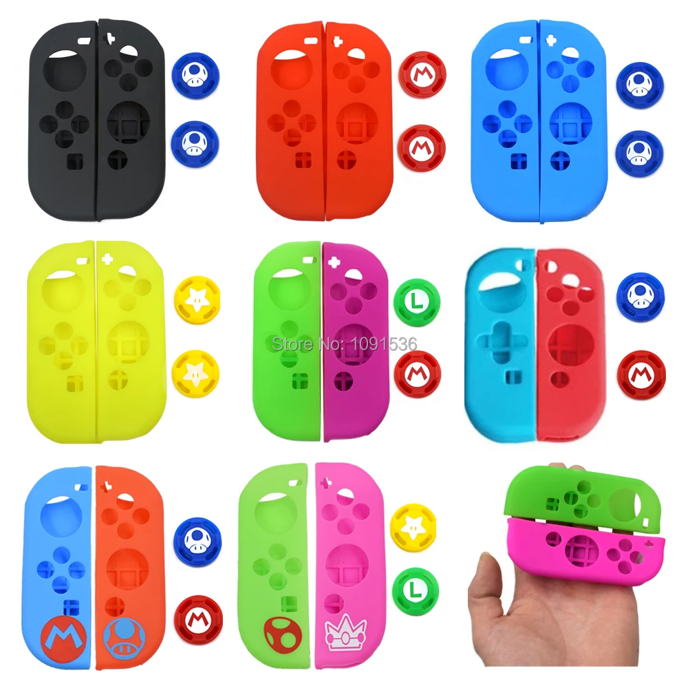Мягкий силиконовый защитный чехол Nintendo Switch + 2 захвата джойстика колпачки для NS
