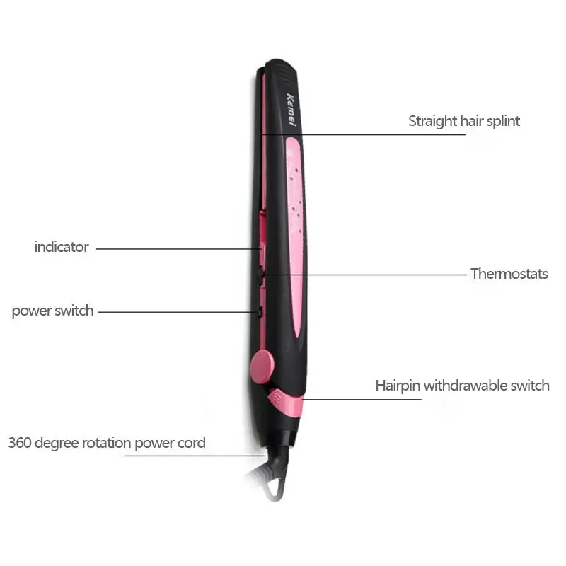 EAS-Kemei KM-2808 Tourmaline Ceramic Hair Straightener Curler Straightening Curling Irons Styling Tools |
