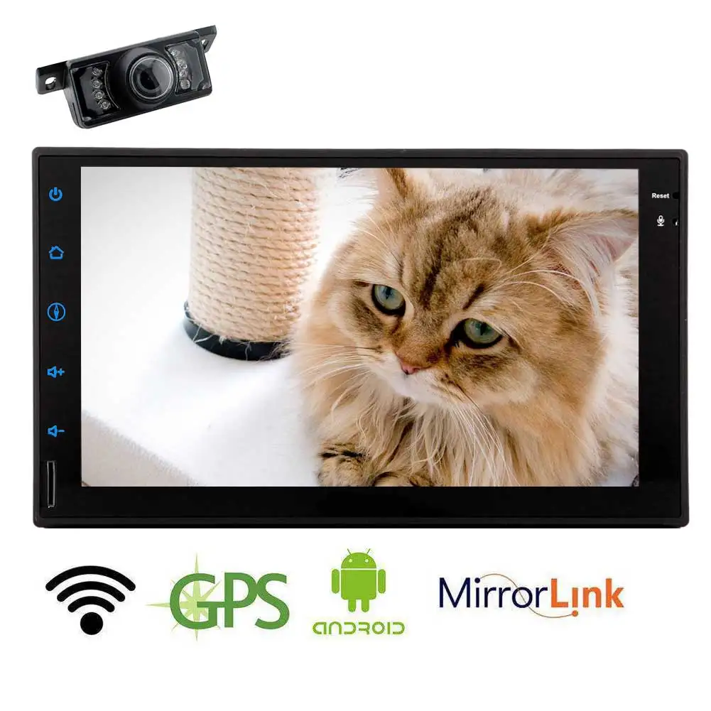 Бесплатная Камера + Android 6 0 os 4 ядра стерео двойной 2 дин MP5 плеер gps навигации Bluetooth