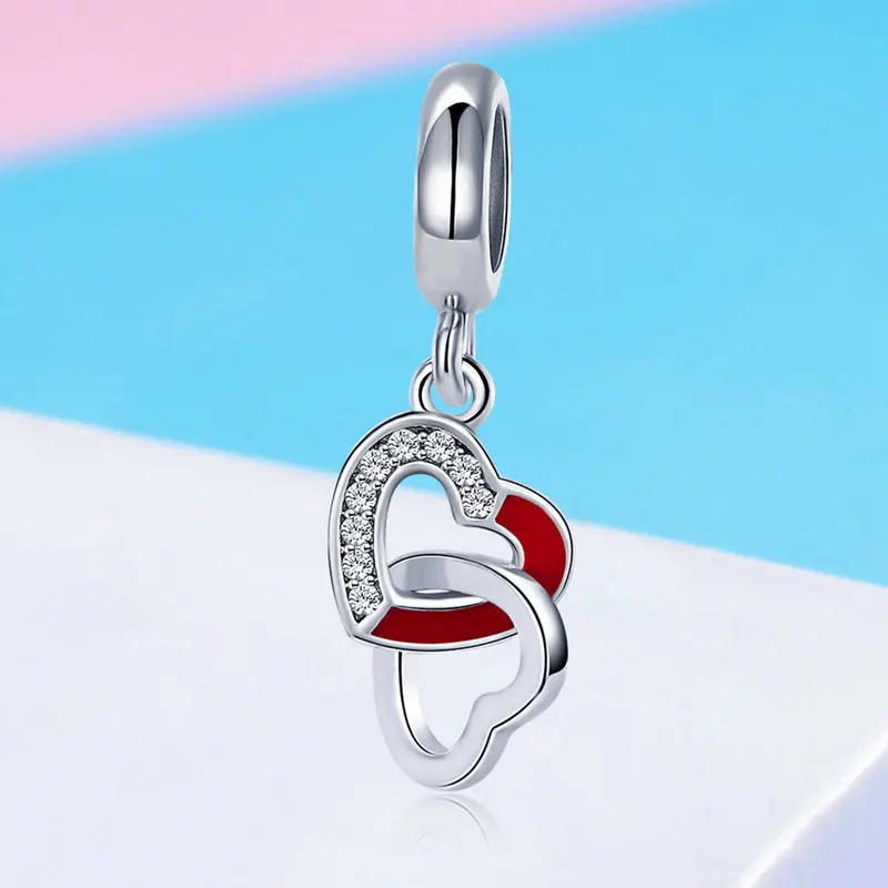 MOWIMO 100% 925 пробы серебряные переплетенные сердечки амулеты бусины подходят к