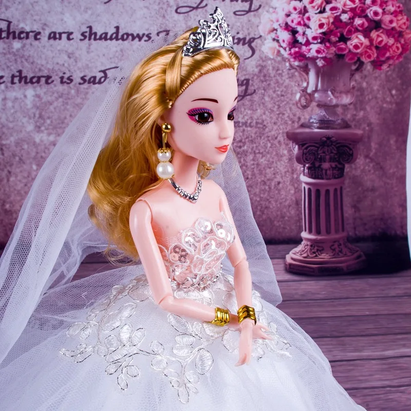 Свадебная кукла Sequin Princess-Gift 3D Eyes замужем Невеста украшения большой хвост тряска
