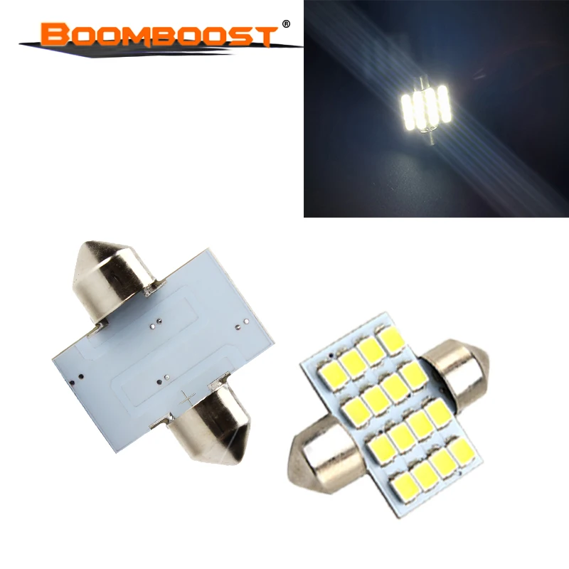 Фото 10 шт., лучшее качество, 12 В, F-estoon 16smd 3528 31 мм 16 smd купольный светильник, светодиодная лампочка для салона автомобиля, купольный светильник s, бел... №1