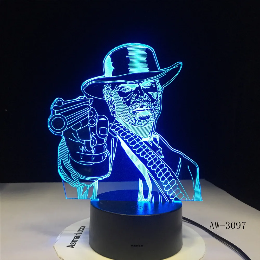 

Game Red Dead Redemptionss 2 3D Table Lamp Kids Adult LED Colorful Touch Lamp Bedroom Remote Control Night Luminous Toys AW-3097