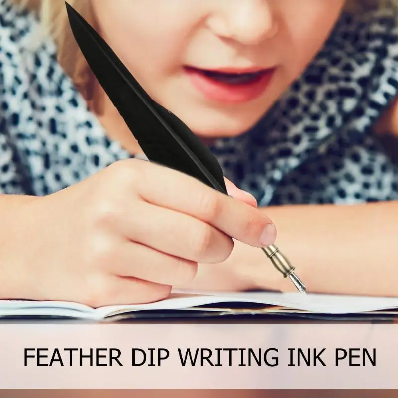 Винтажный набор для письма с перьями Подарочная коробка из нержавеющей стали