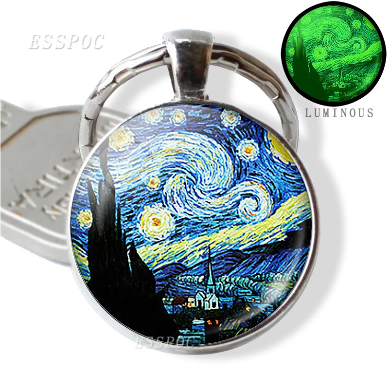 Брелок Ван Гога звездная ночная картина стеклянный кабошон брелок ретро Гог
