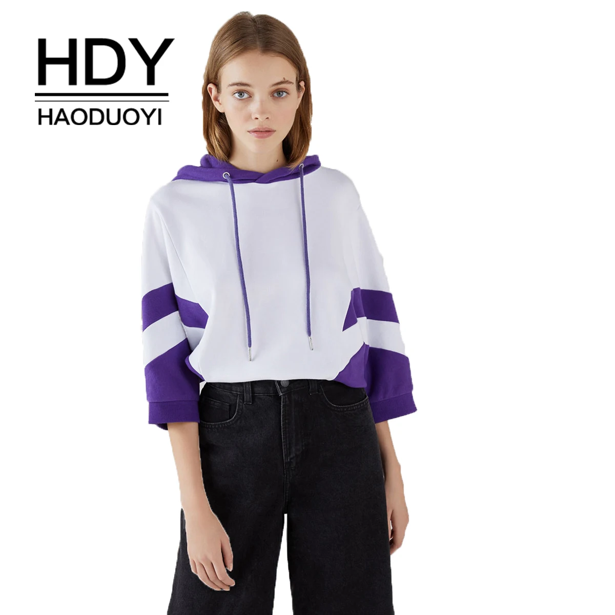 Толстовка HDY Haoduoyi Женская с капюшоном и длинным рукавом | одежда