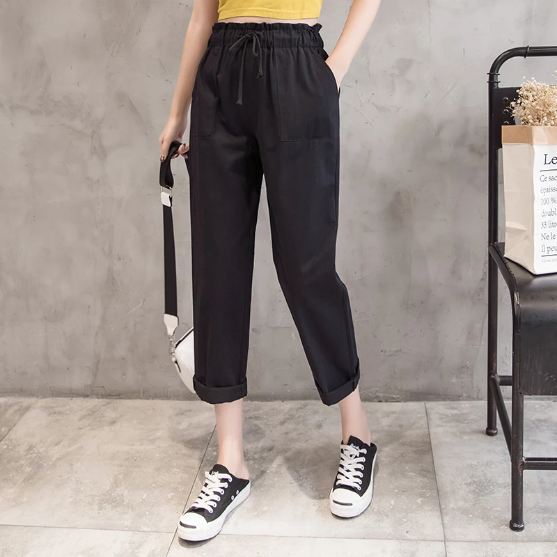 Women pants 2019 spring summer fashion female solid high waist loose harem pant large size trousers casual cargo streetwear | Женская