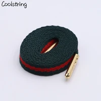 coolstring classic 8mm green red ribbon shoelaces polyester flat laces single layer shoestrings plastic tips diy replacement