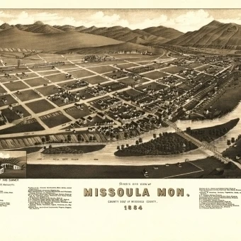 Винтажная карта миссулы Монтана 1884 графство плакат печать (18x24) | Дом и сад