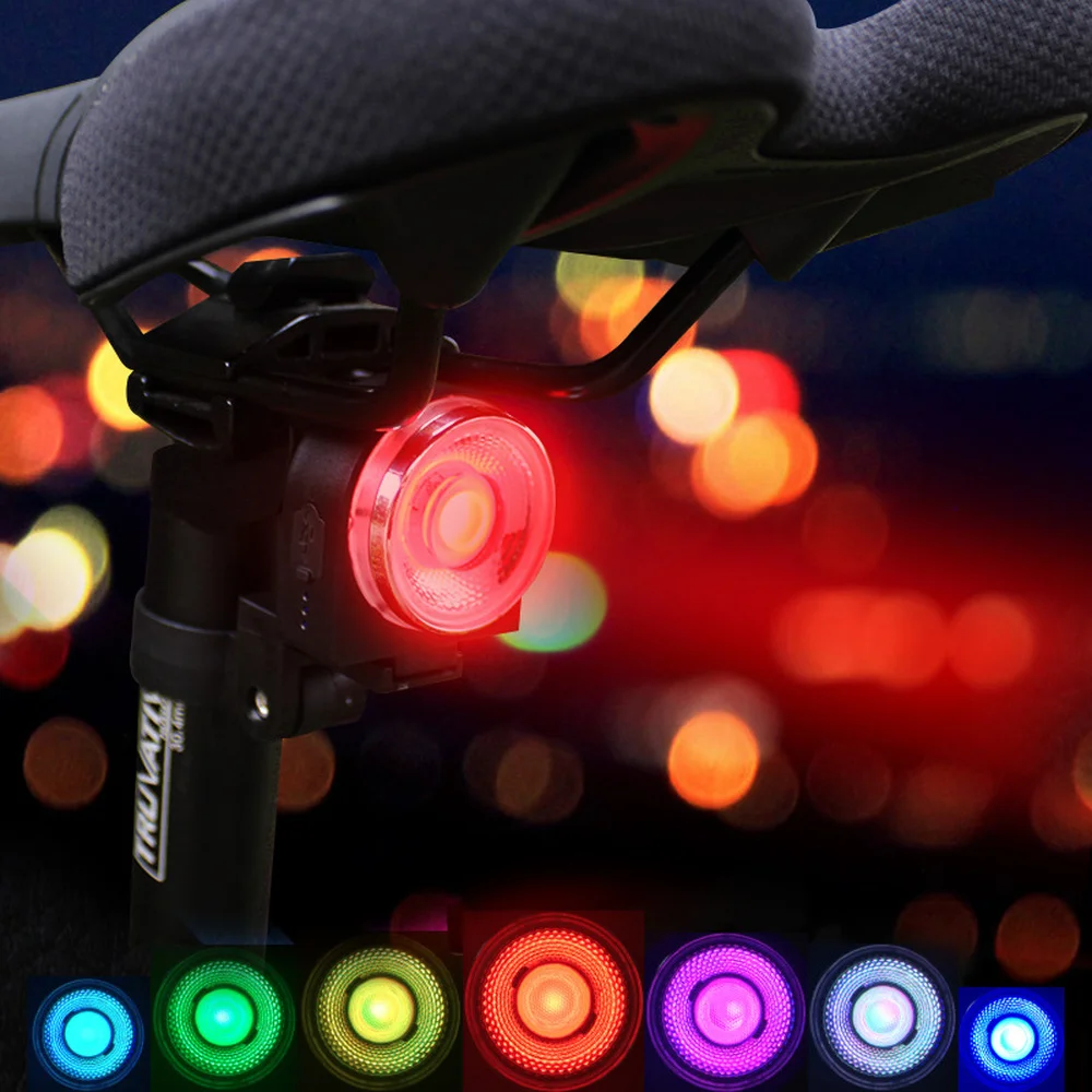 

AO Bike Tail Light long Battery Life USB Rechargeable 7 Color Bicycle Light Rear Waterproof Cycling Taillight Led Warning Safety