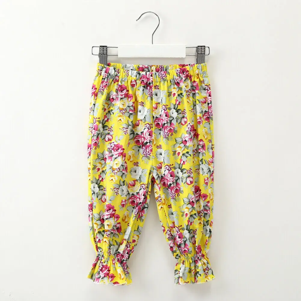 Детские повседневные свободные длинные штаны с цветочным рисунком для
