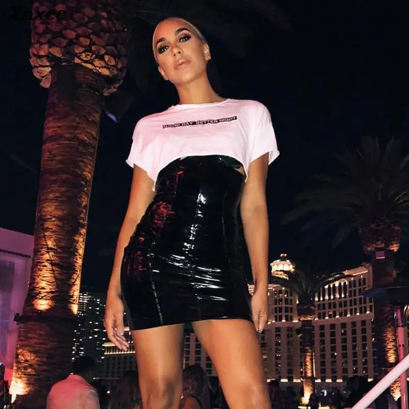 

Xnxee Half-body Skirt PU black leather bodycon short woman latex sexy skirts fashion womens clothing streetwear casual moda 2020