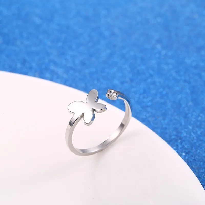 Женское кольцо с золотыми бабочками Anillos регулируемое на палец прозрачными